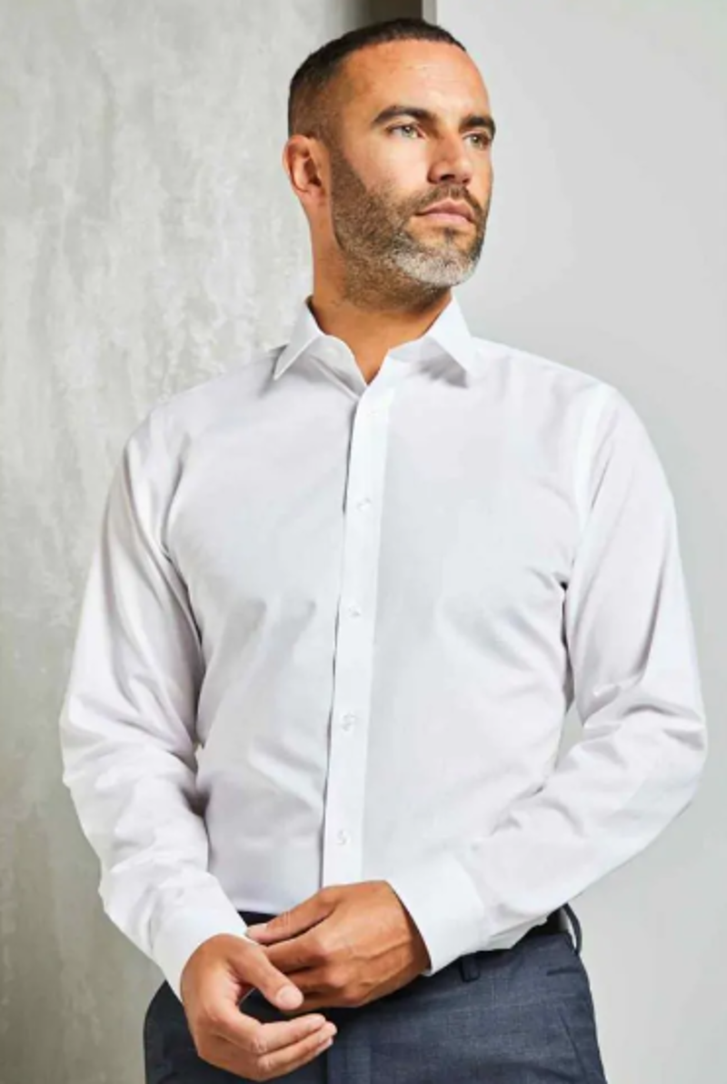 D2 Cotton Rich Tailored Fit Shirt White SLM4500/A -1